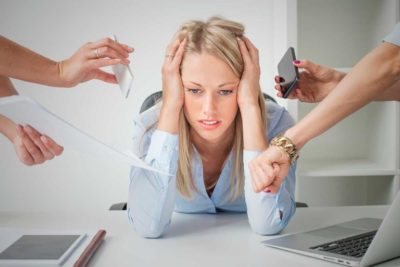 Burnout Business Woman Overwhelmed